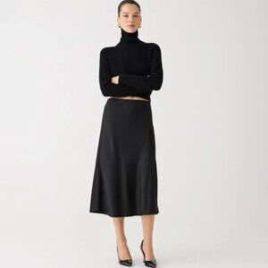 J. Crew Black A-Line Midi Slip Skirt